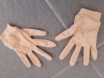 Handschuhe, hautfarben, mit Strasssteinen