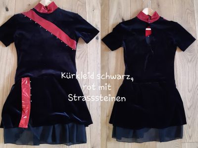 Kürkleid Samt, schwarz/rot